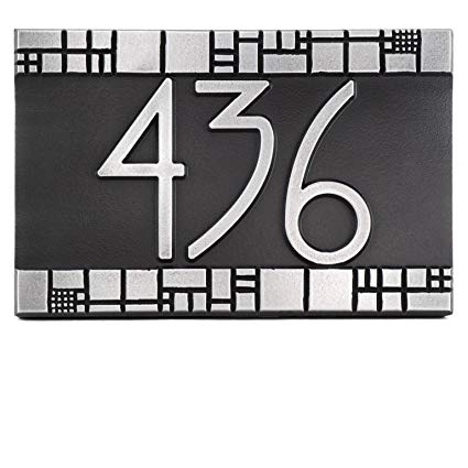 The Batchelder Tile Address Plaque 12x8 - Raised Stainless Steel Metal Coated