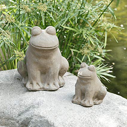 Frog Statue, Yard Art Garden Stone Statues Outdoor Decor (Large)