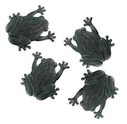 Zeckos Cast Iron Stepping Stones Set Of 4 Verdigris Cast Iron Frog Garden Stepping Stones 12.5 X 0.75 X 11.25 Inches Green