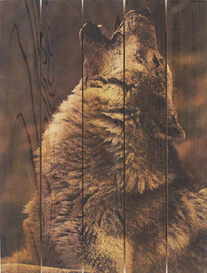 Gizaun Art CW28x36 Crying Wolf 28-Inch by 36-Inch Wall Art, Inside/Outside, Full Color Cedar