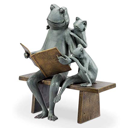 Reading Frog Family Garden Sculpture