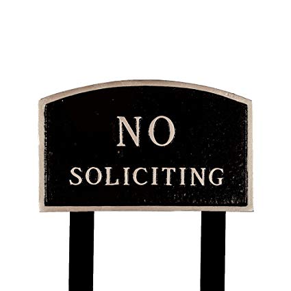 Montague Metal Products SP-10L-BS-LS Large Black and Silver No Soliciting Arch Statement Plaque with 2 23-Inch Lawn stakes