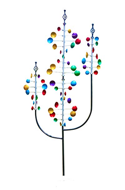 Red Carpet Studios 34435 Metal Outdoor Decor Wind Spinner Garden Stake, Tri Tower