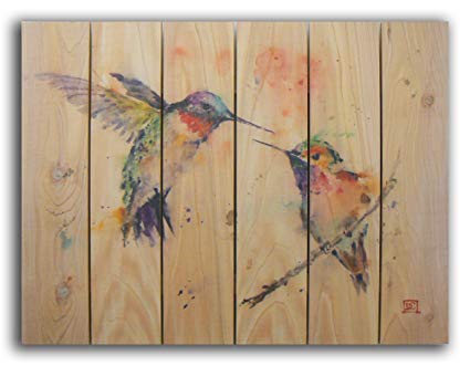 Gizaun Art Signature Series No.1 Love Bird Inside/Outside Full Color Cedar Wall Art, 33 by 24-Inch