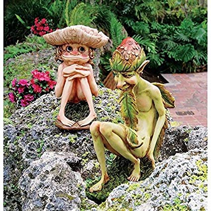 Design Toscano Garden Gnome Statue - Svenska & Theodor the Garden Trolls - Lawn Gnome