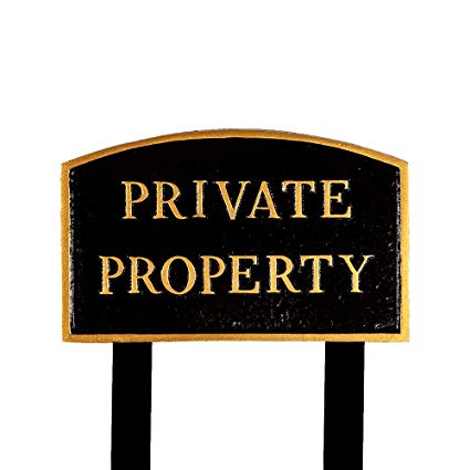 Montague Metal Products SP-17L-BG-LS Large Black and Gold Private Property Arch Statement Plaque with 2 23-Inch Lawn Stakes