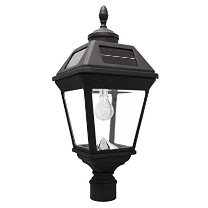 Gama Sonic Imperial Bulb Solar Outdoor Post Light GS-97B-F - Black Finish