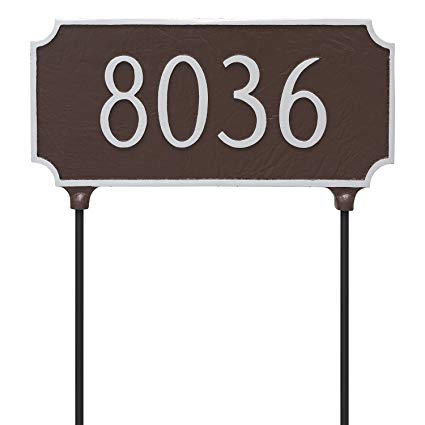 Montague Metal TSL-0005S1-L-HGS Double Sided Lawn Princeton Address Sign Plaque with Stake, 7.25