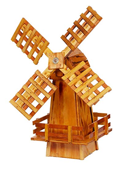 Wooden Windmill Small Amish-made with Varnished Burnt-Grain Finish