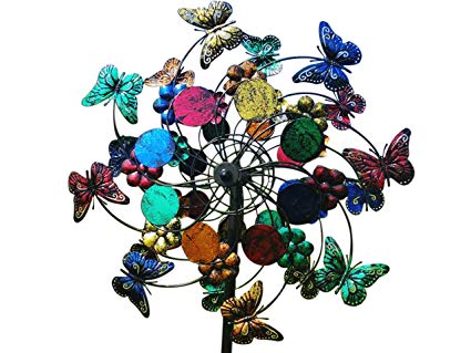 Fancy Gardens Multi Colored Butterlies and Flowers Wind Spinner