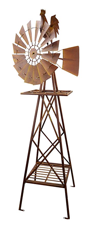 Red Carpet Studios 5-Foot Rustic Windmill, Rooster